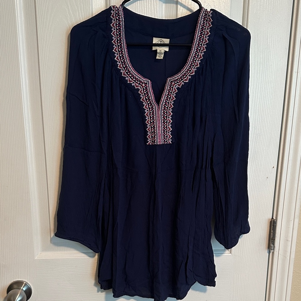 St. John's Bay Navy Tunic with Pink Embroidery